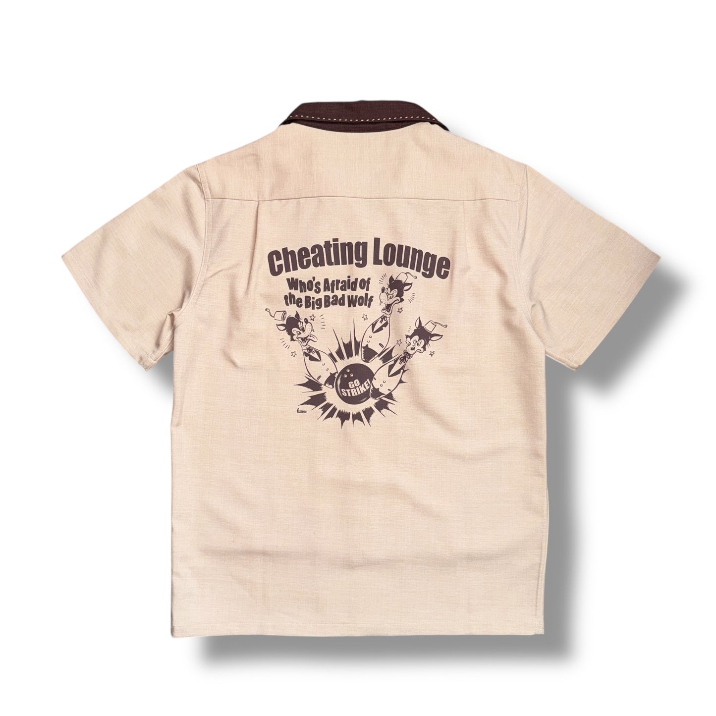 Bowling Shirts ”Big Bad Wolf"/ハンドステッチボウリングシャツ「ビッグバッドウルフ」シャンパンベージュ&モカ