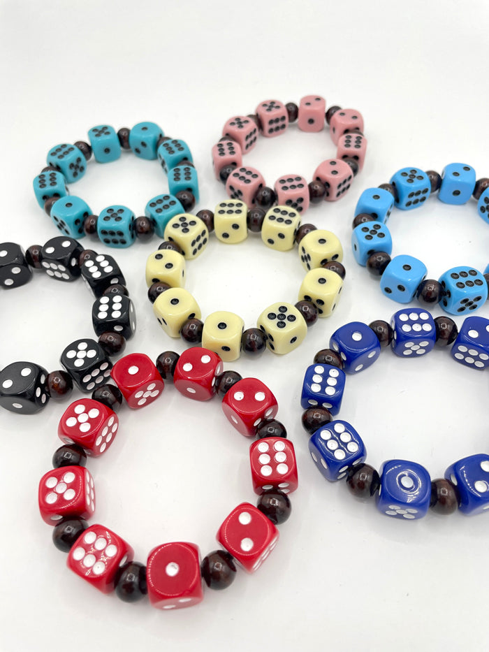 Trendy Dice Beads Bracelet Acrylic Funny Game Lucky Dice Stretch Bracelets  