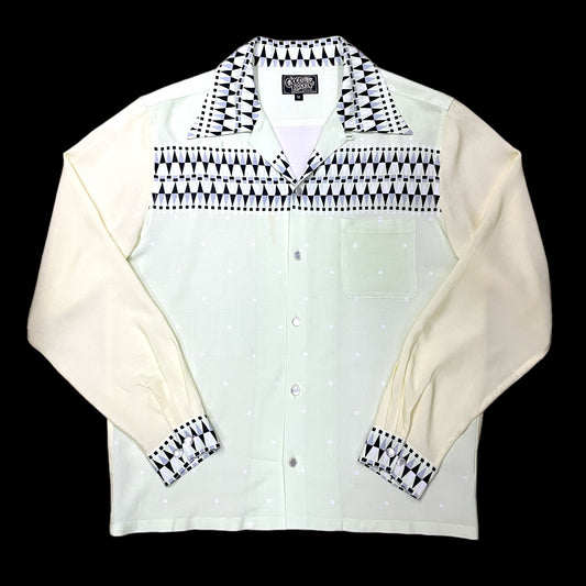Long Sleeve Rayon Print Shirt「Geometric pattern」/長袖レーヨンプリントシャツ「ジオメトリー」