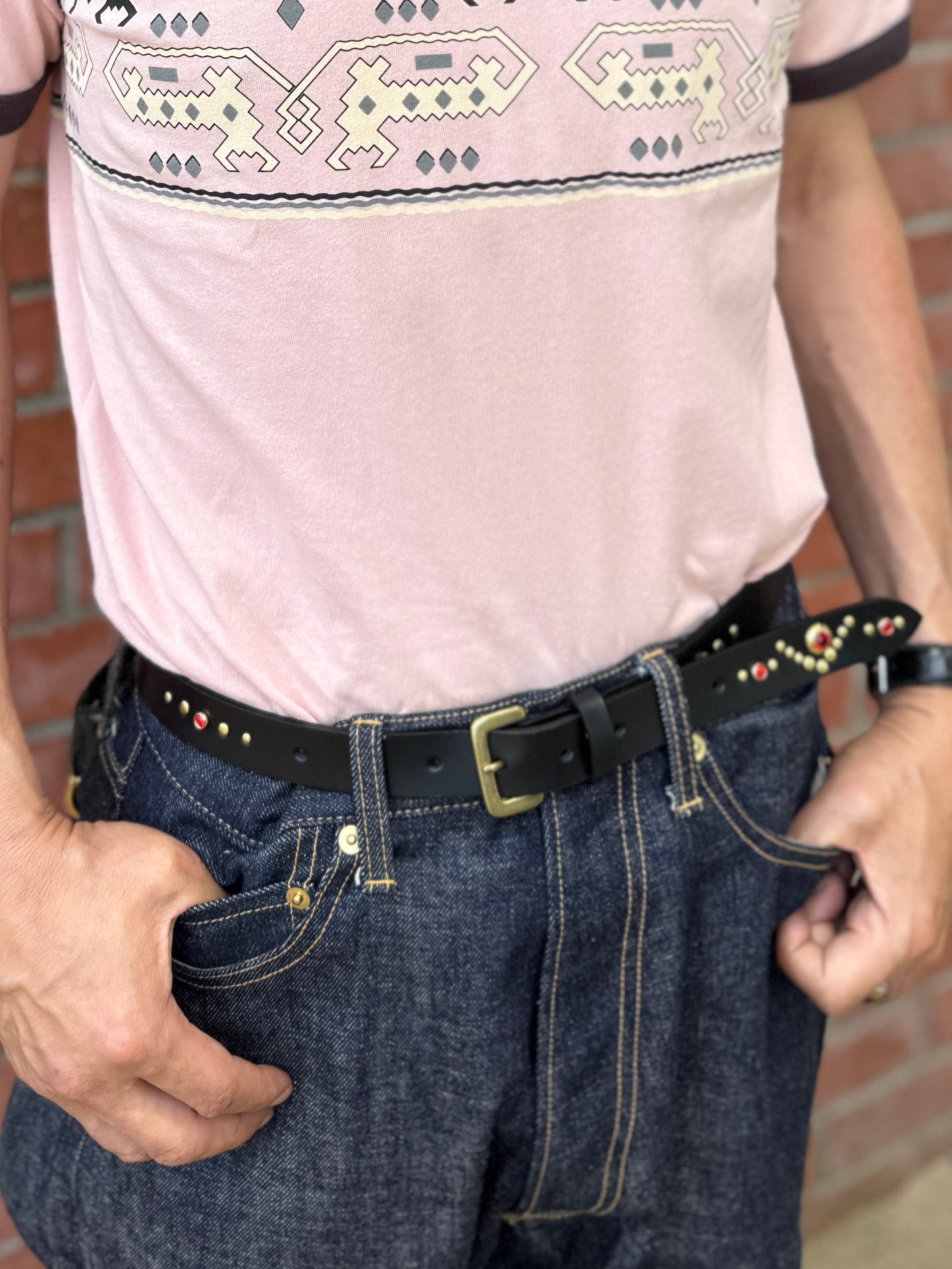 『Good Rockin' × A METAL』Leather Studs Belt/『Good Rockin' × A METAL』コラボレザースタッズナローベルト