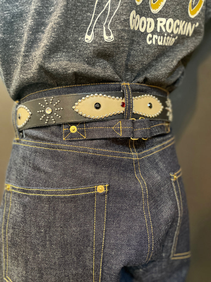 Vintage Style Leather Studs Belt/ヴィンテージスタイルレザースタッズベルト