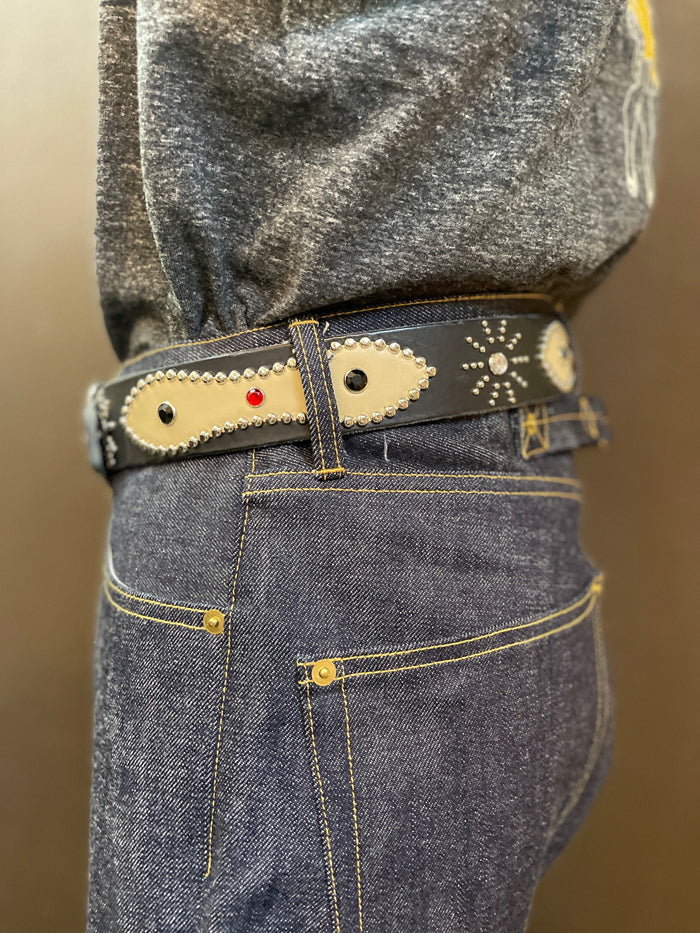 Vintage Style Leather Studs Belt/ヴィンテージスタイルレザースタッズベルト