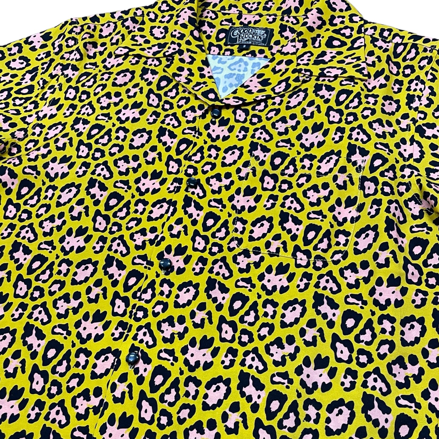 Short Sleeve Rayon Print Shirt "Leopard Yellow"