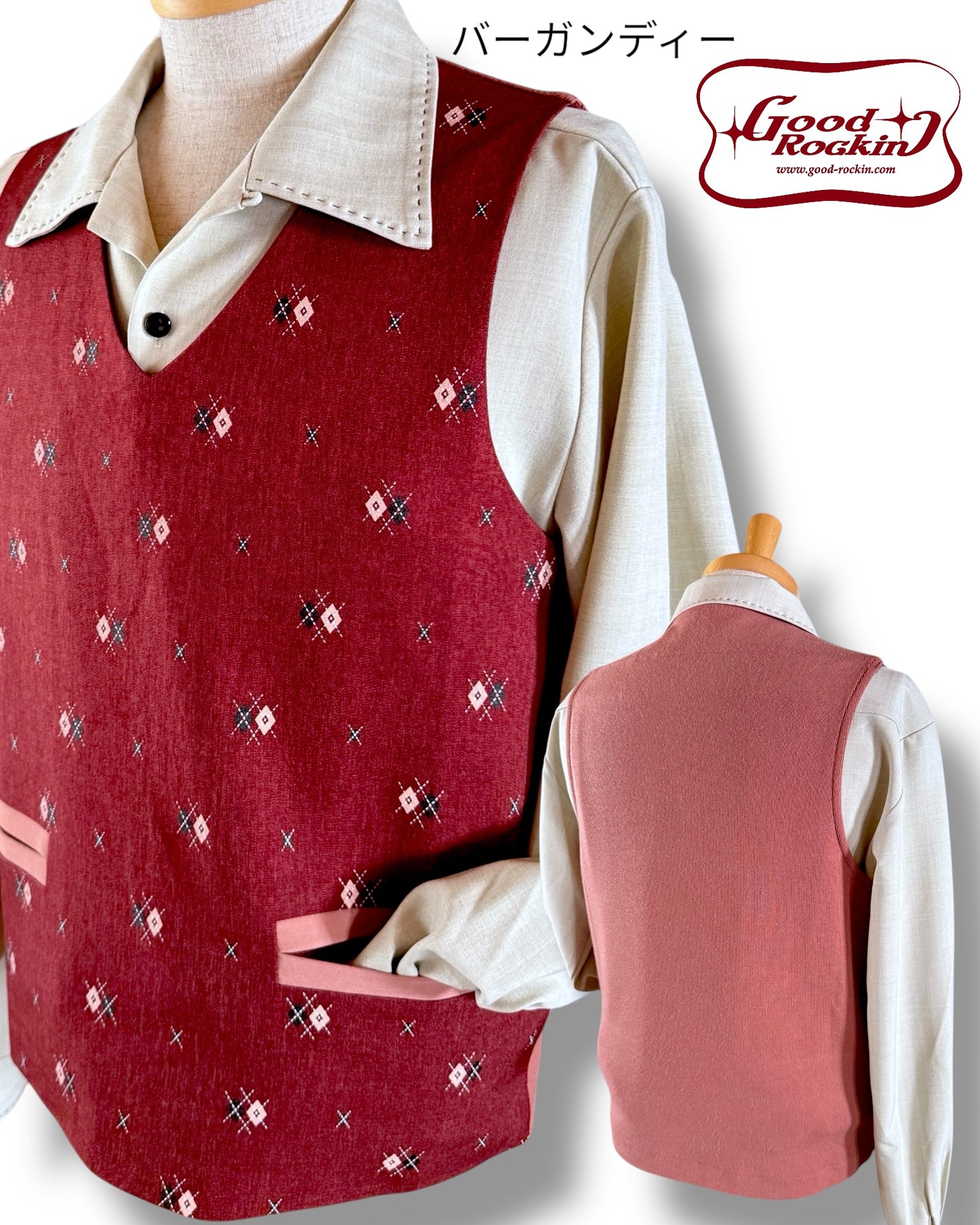 Vintage style  PULL OVER VEST「Argyle」/ヴィンテージスタイルプルオーバーベスト「アーガイル」