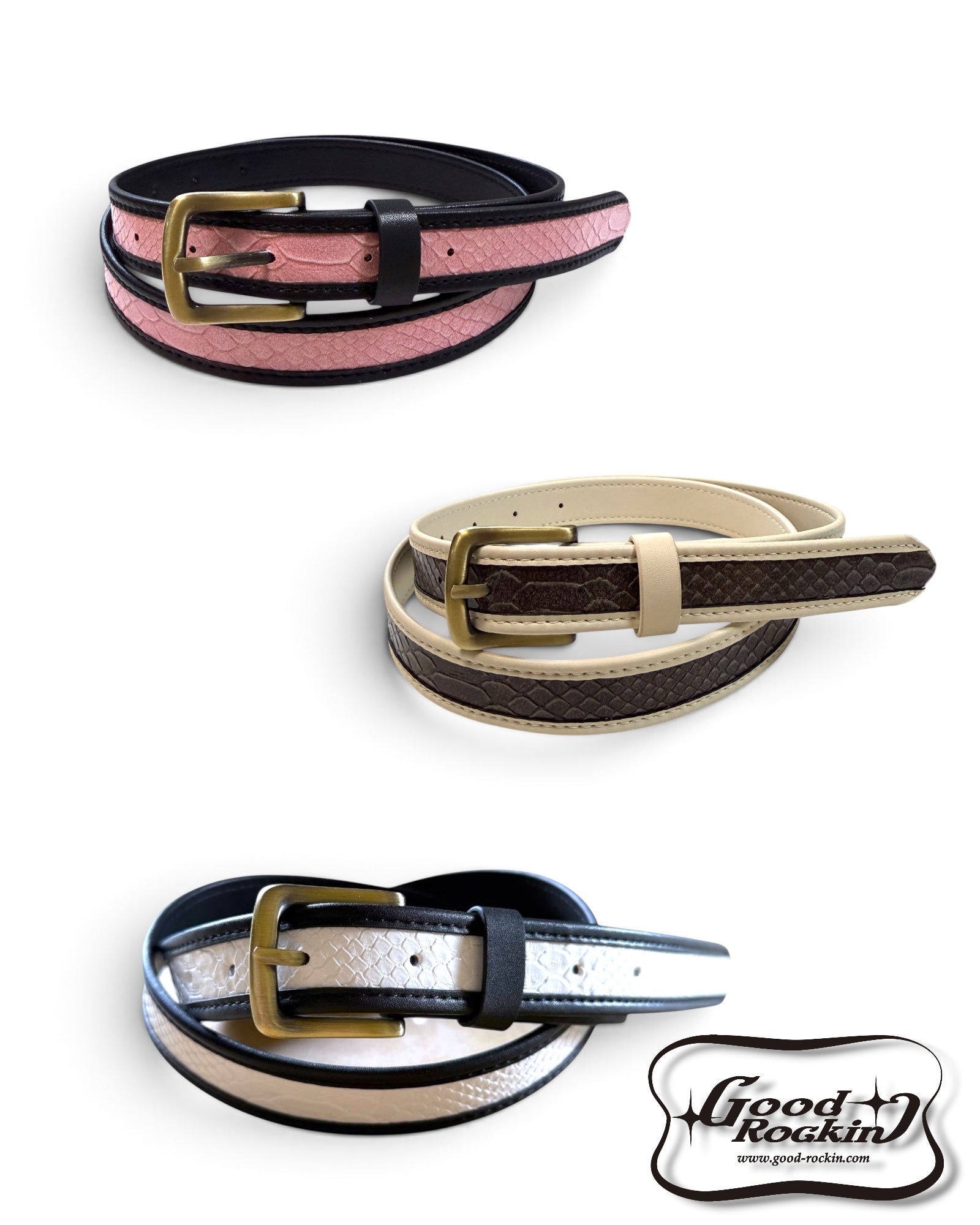 Twotone skinny Belt / ツートンカラーパイピングスキニーベルト