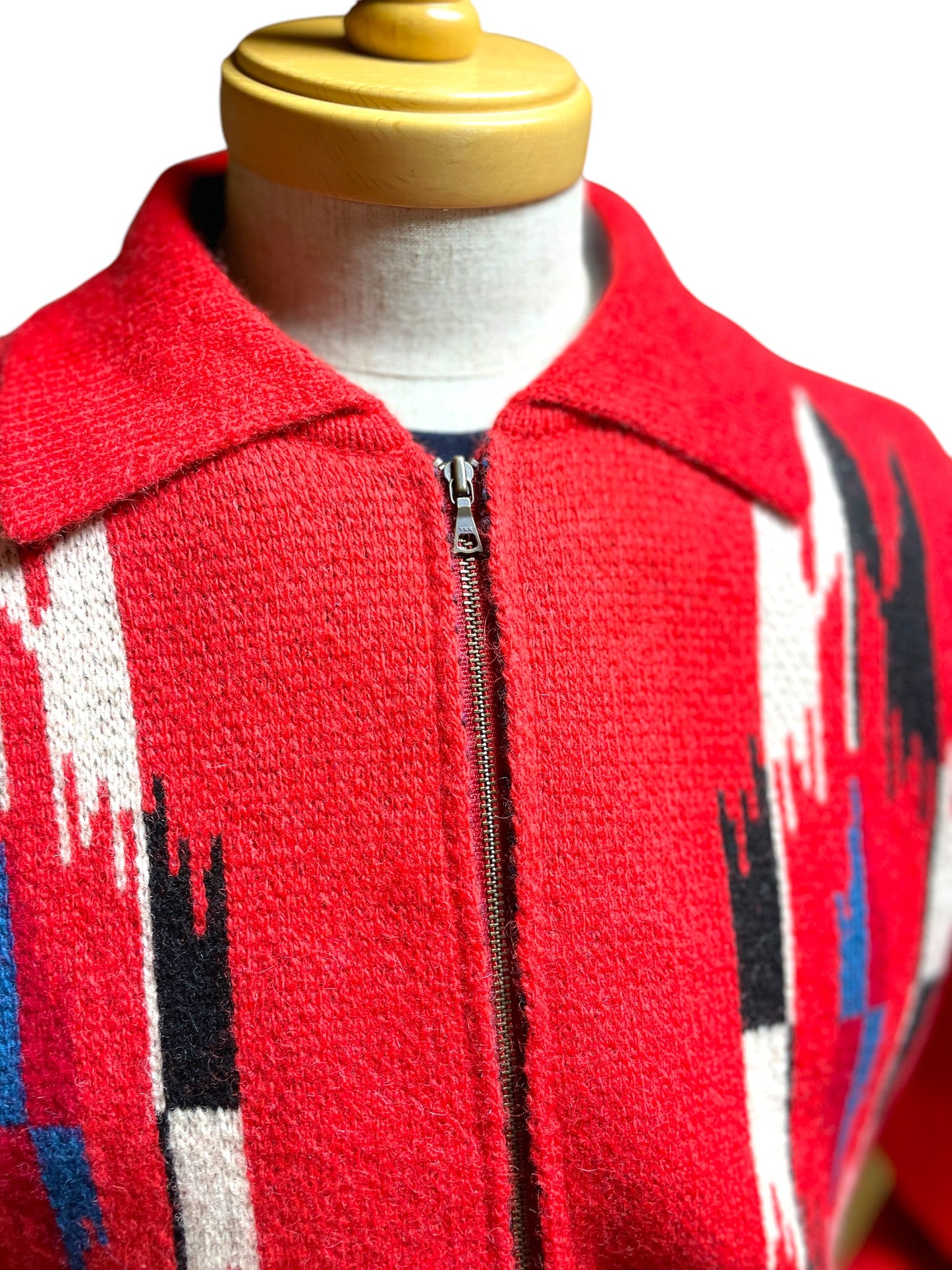 Full zip vintage style sweater「South Western/chimayo」/フルジップヴィンテージスタイルニット「サウスウエスタン/チマヨ」レッド