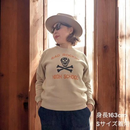 Crew neck sweatshirt /裏起毛スウェット"BAD ROCKIN'HIGH  SCHOOL"