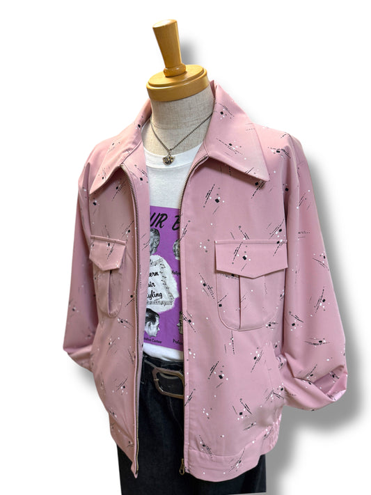 ＊ご予約受付中＊Vintage style Jacket "50s Print " /ヴィンテージスタイルブルゾン"1950sプリント・スモーキーピンク"