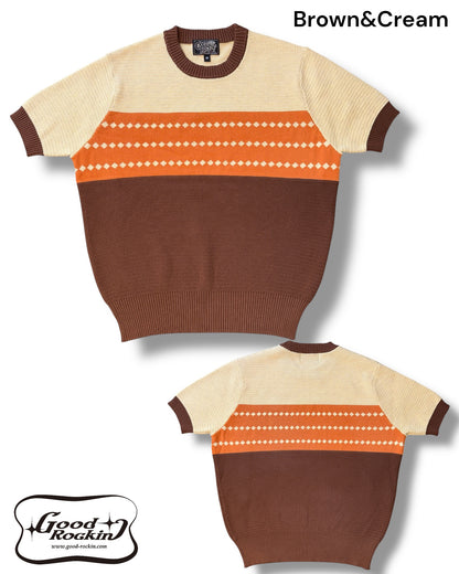 Vintage style summer sweater「Diamond Pattern 」/ヴィンテージスタイルサマーセーター「ダイアモンドパターン」