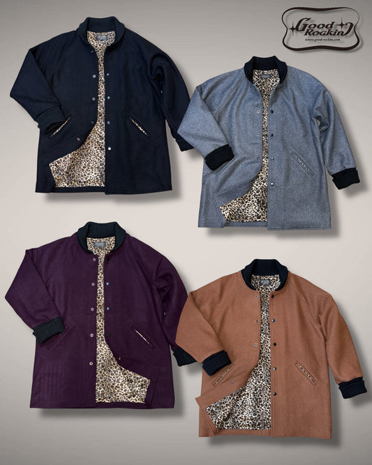 レオパードライナーメルトンカーコート/Leopard-lined Melton car coat