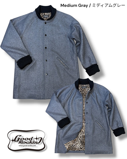 レオパードライナーメルトンカーコート/Leopard-lined Melton car coat