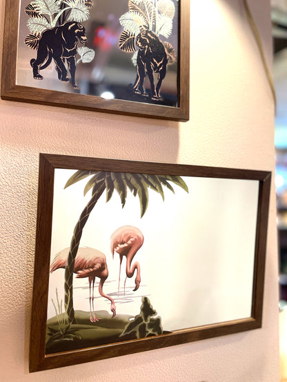 Midcentury Style Deco Mirror・Small "Flamingo"/ウォールデコスモールミラー"フラミンゴ"