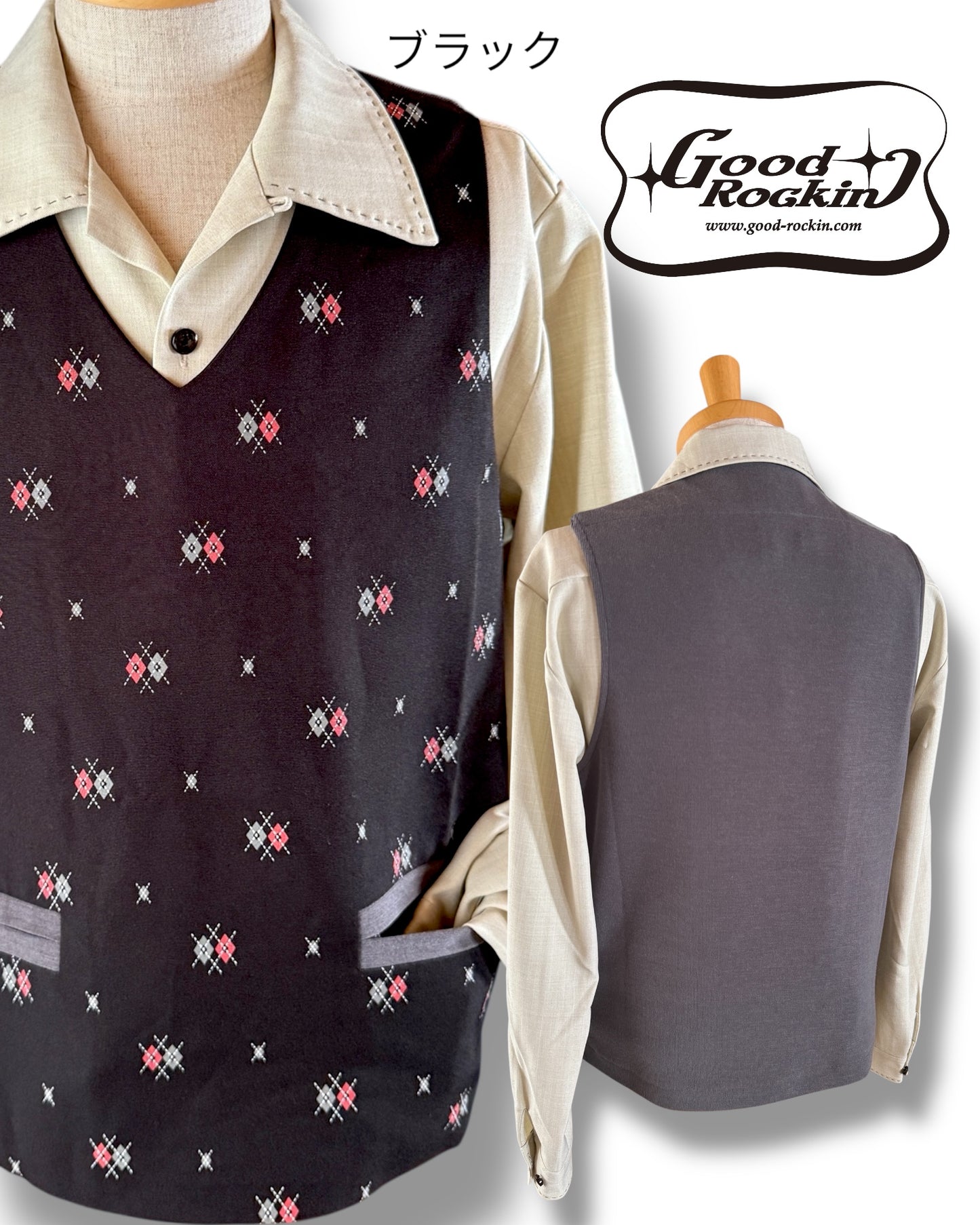 Vintage style  PULL OVER VEST「Argyle」/ヴィンテージスタイルプルオーバーベスト「アーガイル」