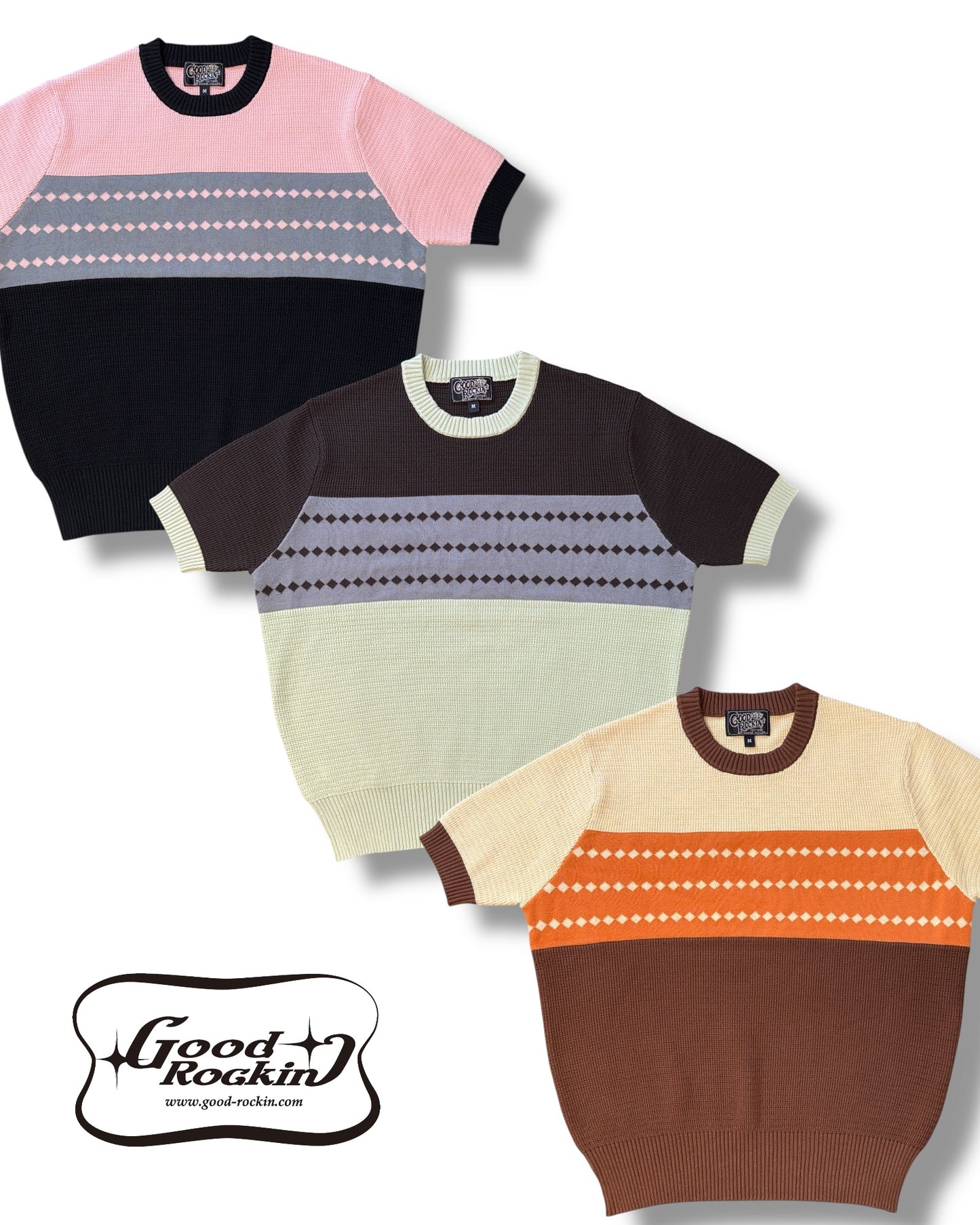 Vintage style summer sweater「Diamond Pattern 」/ヴィンテージスタイルサマーセーター「ダイアモンドパターン」