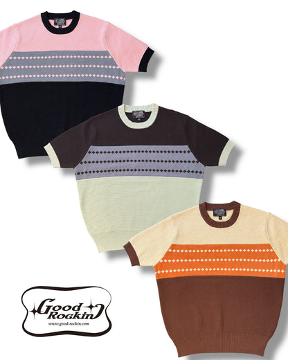 Vintage style summer sweater「Diamond Pattern 」/ヴィンテージスタイルサマーセーター「ダイアモンドパターン」