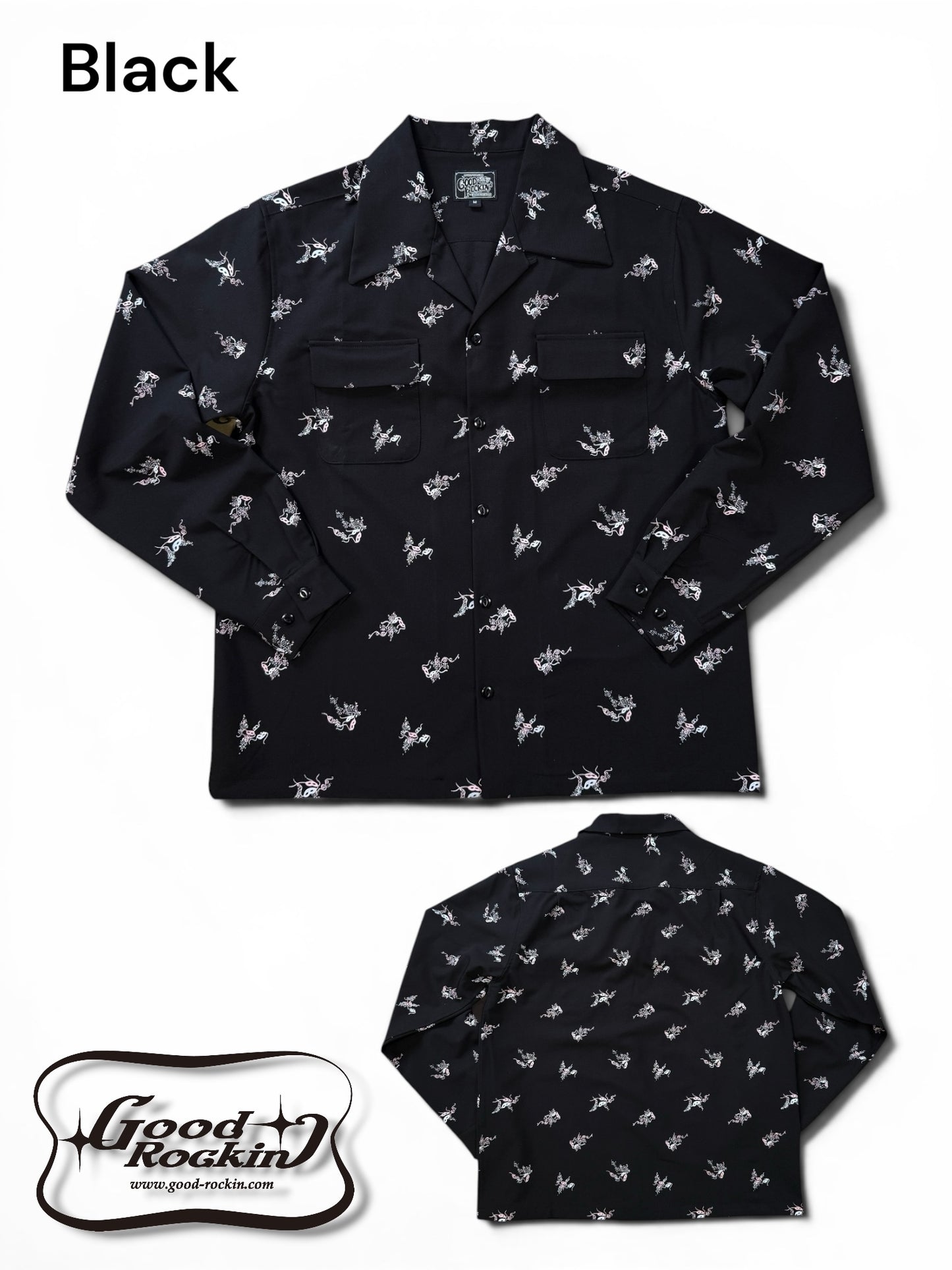Long Sleeve Print Shirt "Harlequin Mask"/ヴィンテージスタイルプリントシャツ"Harlequin Mask"