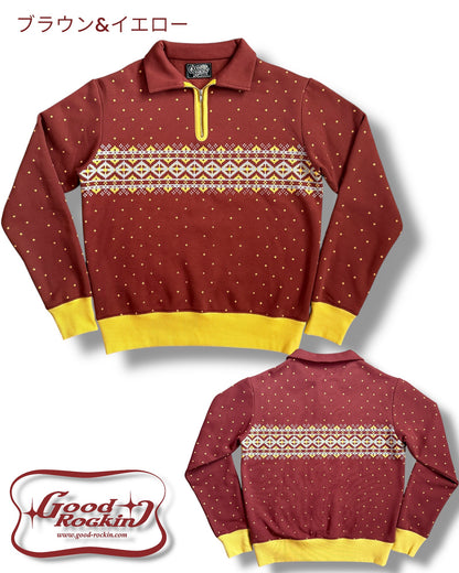 Vintage style halfzip shirts "Daiamonds"/ヴィンテージスタイルハーフジップスウェットシャツ"ダイアモンド"