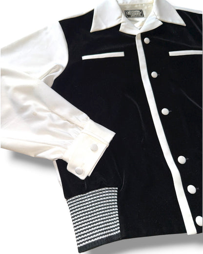 Long Sleeve Shirt "Vintage style Front Panel "/長袖別珍パネルオープンカラー腰リブシャツ