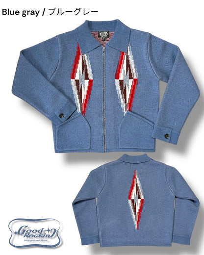 Full zip vintage style sweater "South Western/chimayo" / Full zip vintage style knit jacket "South Western/chimayo"