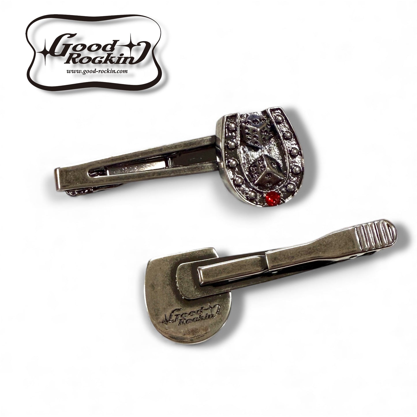 Brass Tie Bar /ブラスタイバー”ホースシュー＆ダイス"