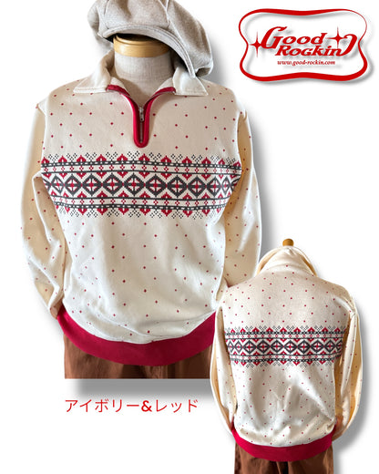 Vintage style halfzip shirts "Daiamonds"/ヴィンテージスタイルハーフジップスウェットシャツ"ダイアモンド"