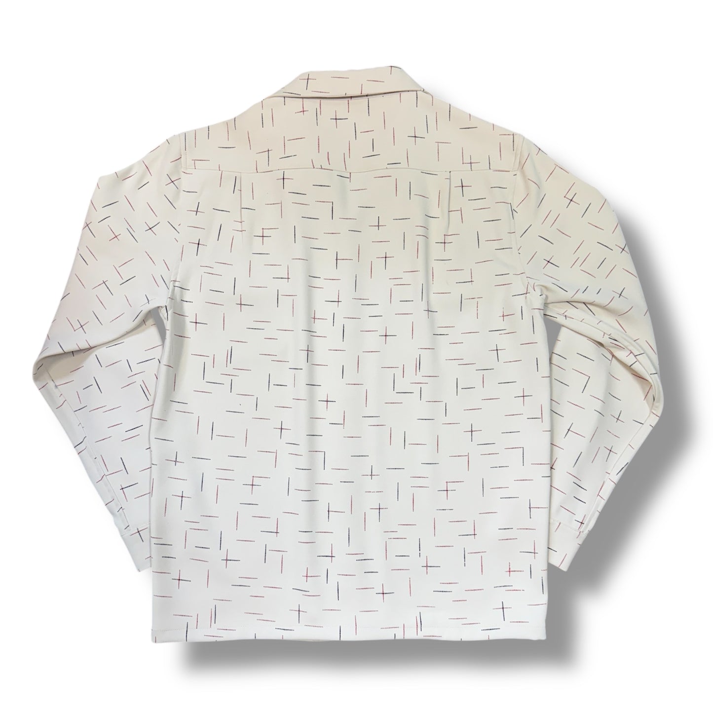 *Now accepting reservations* Long Sleeve Open Color Shirt/Kasuri Print Open Collar Shirt "Ivory"