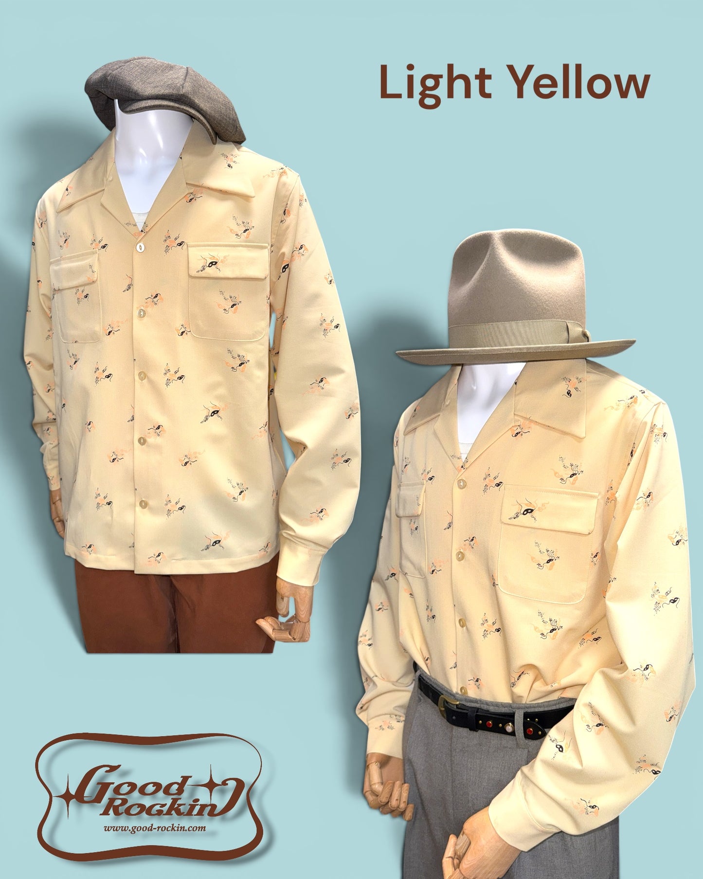 Long Sleeve Print Shirt "Harlequin Mask"/ヴィンテージスタイルプリントシャツ"Harlequin Mask"