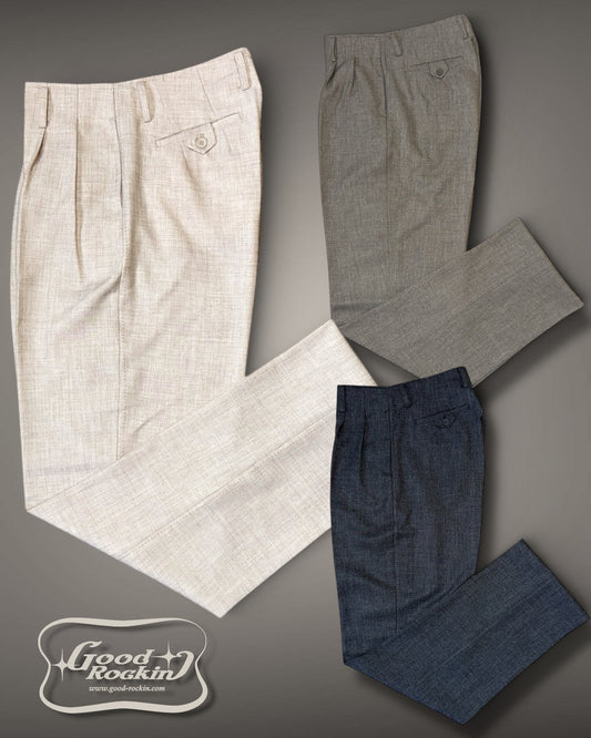 Vintage Style 2pleats trousers/GRP-061ヴィンテージスタイルファブリックハンドステッチツープリーツトラウザーズ