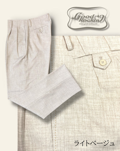 Vintage Style 2pleats trousers/GRP-061ヴィンテージスタイルファブリックハンドステッチツープリーツトラウザーズ