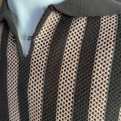 Vintage style summer sweater「Stripe 」/衿付半袖ニットシャツ「ヴィンテージストライプ」