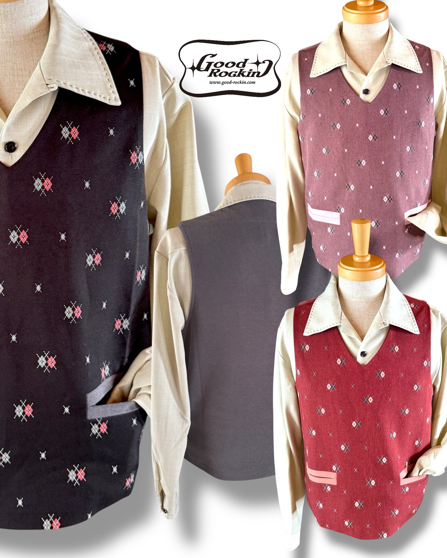 Vintage style  PULL OVER VEST「Argyle」/ヴィンテージスタイルプルオーバーベスト「アーガイル」