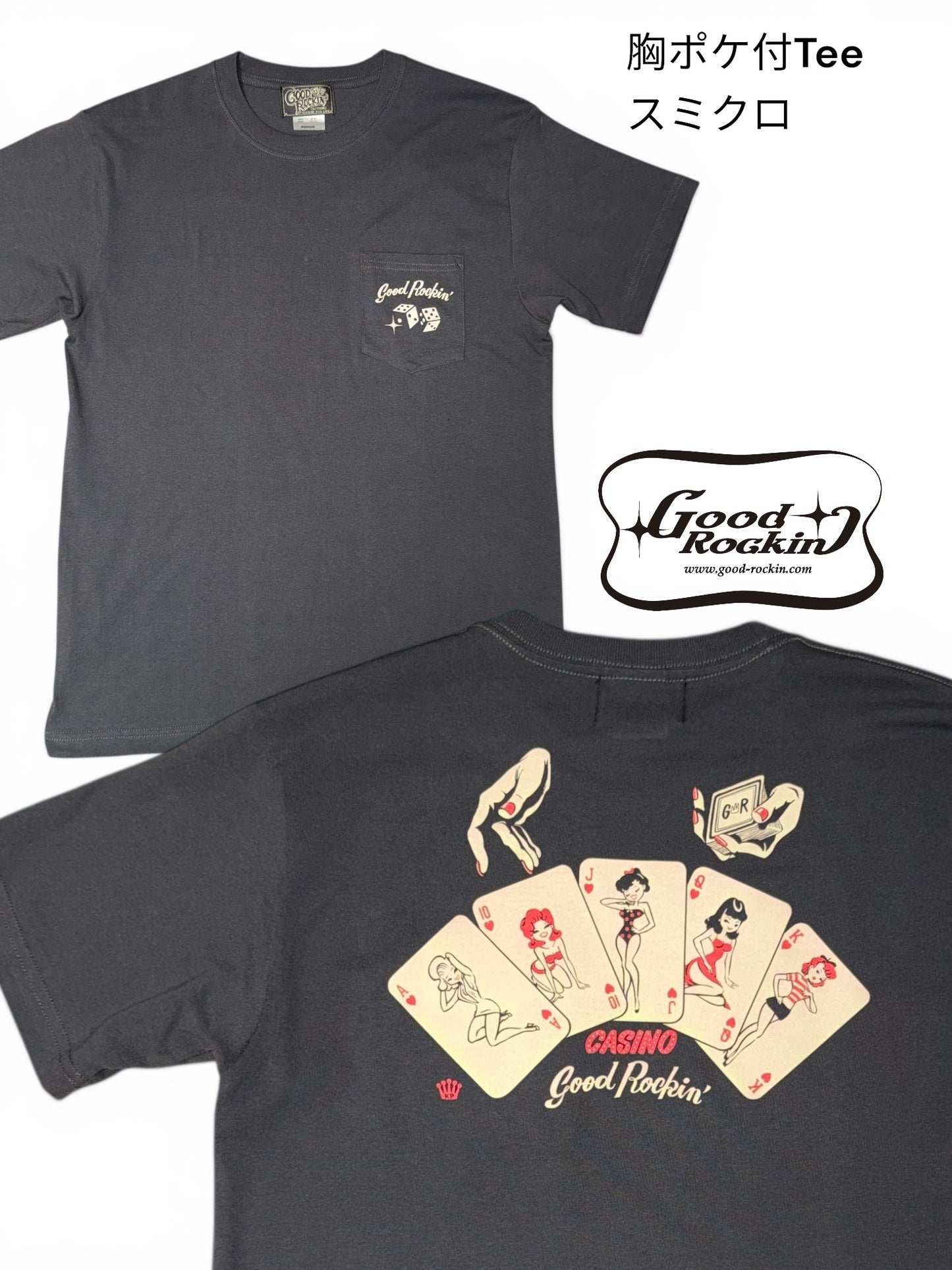 Short Sleeve Tee Shirt "ROCKIN' CASINO"/胸ポケット付Ｔシャツ"ROCKIN' CASINO"