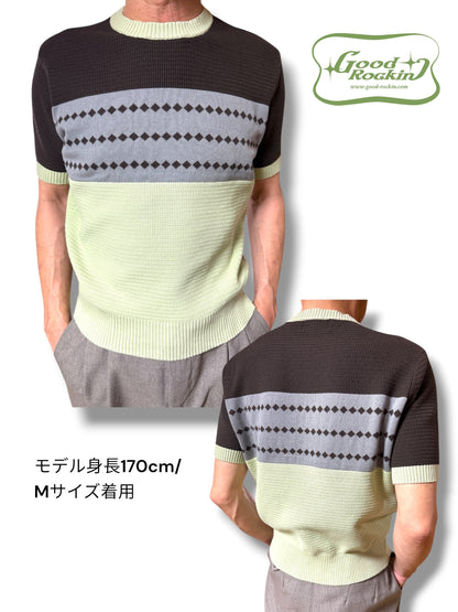 Vintage style summer sweater「Diamond Pattern 」/ヴィンテージスタイルサマーセーター「ダイアモンドパターン」
