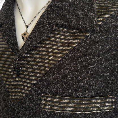 ＊ご予約受付中 Long Sleeve Panel Shirt "Glitter"/長袖Ｖ切替シャツ"ブラック＆ゴールドラメ"