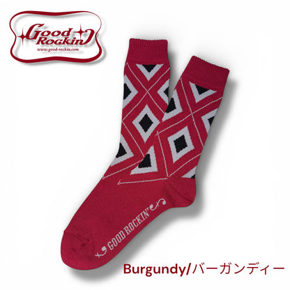 Vintage Style Socks "DIA"/　ヴィンテージスタイルダイア柄ソックス