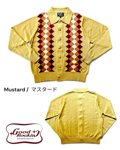 Shirt Collar Cardigan「Argyle Stripe 」/衿付ニットシャツカーディガン「アーガイルストライプ」