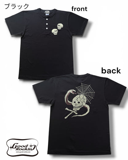 Henley neck Tee「VINTAGE Skull&Snake」/ヘンリーネックTシャツ「VINTAGE Skull&Snake」