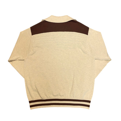 Pullover sweater「Rock'n'Roll combination」/プルオーバーセーター「ロックンロールコンビネーション」クリーム＆ブラウン