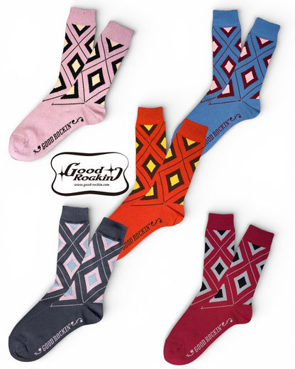 Vintage Style Socks "DIA"/　ヴィンテージスタイルダイア柄ソックス