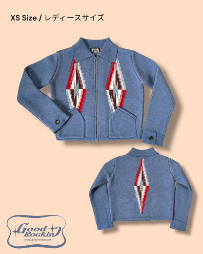 Full zip vintage style sweater "South Western/chimayo" / Full zip vintage style knit jacket "South Western/chimayo"