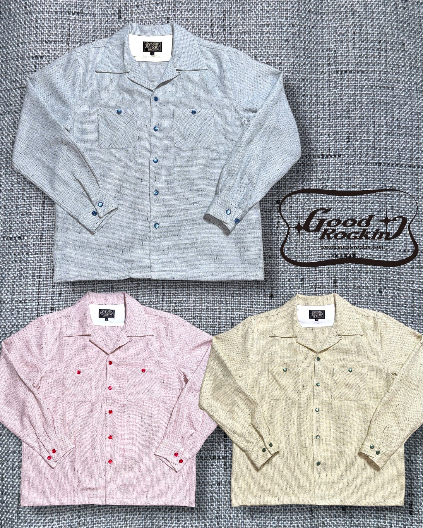 Long Sleeve  Shirts "Vintage Like Nep"/長袖オープンカラーシャツ"ヴィンテージ調ネップ"