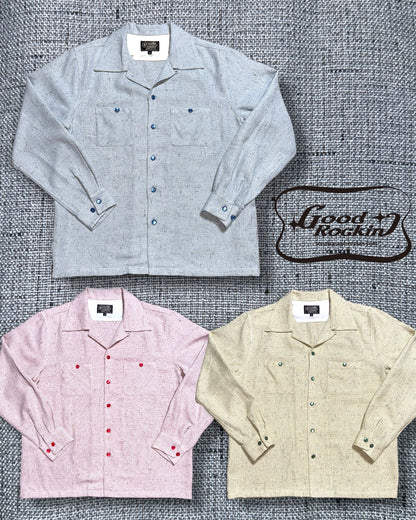 Long Sleeve  Shirts "Vintage Like Nep"/長袖オープンカラーシャツ"ヴィンテージ調ネップ"
