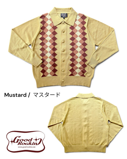Shirt Collar Cardigan「Argyle Stripe 」/衿付カーディガン「アーガイルストライプ」