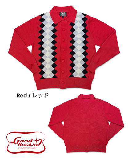 Shirt Collar Cardigan「Argyle Stripe 」/衿付カーディガン「アーガイルストライプ」
