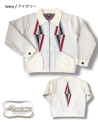 Full zip vintage style sweater "South Western/chimayo" / Full zip vintage style knit jacket "South Western/chimayo"
