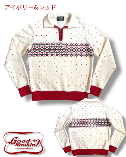 Vintage style halfzip shirts "Daiamonds"/ヴィンテージスタイルハーフジップスウェットシャツ"ダイアモンド"