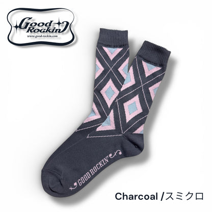 Vintage Style Socks "DIA"/　ヴィンテージスタイルダイア柄ソックス
