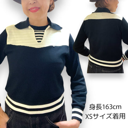 Pullover sweater「Rock'n'Roll combination」/プルオーバーセーター「ロックンロールコンビネーション」ブラック＆アイボリー