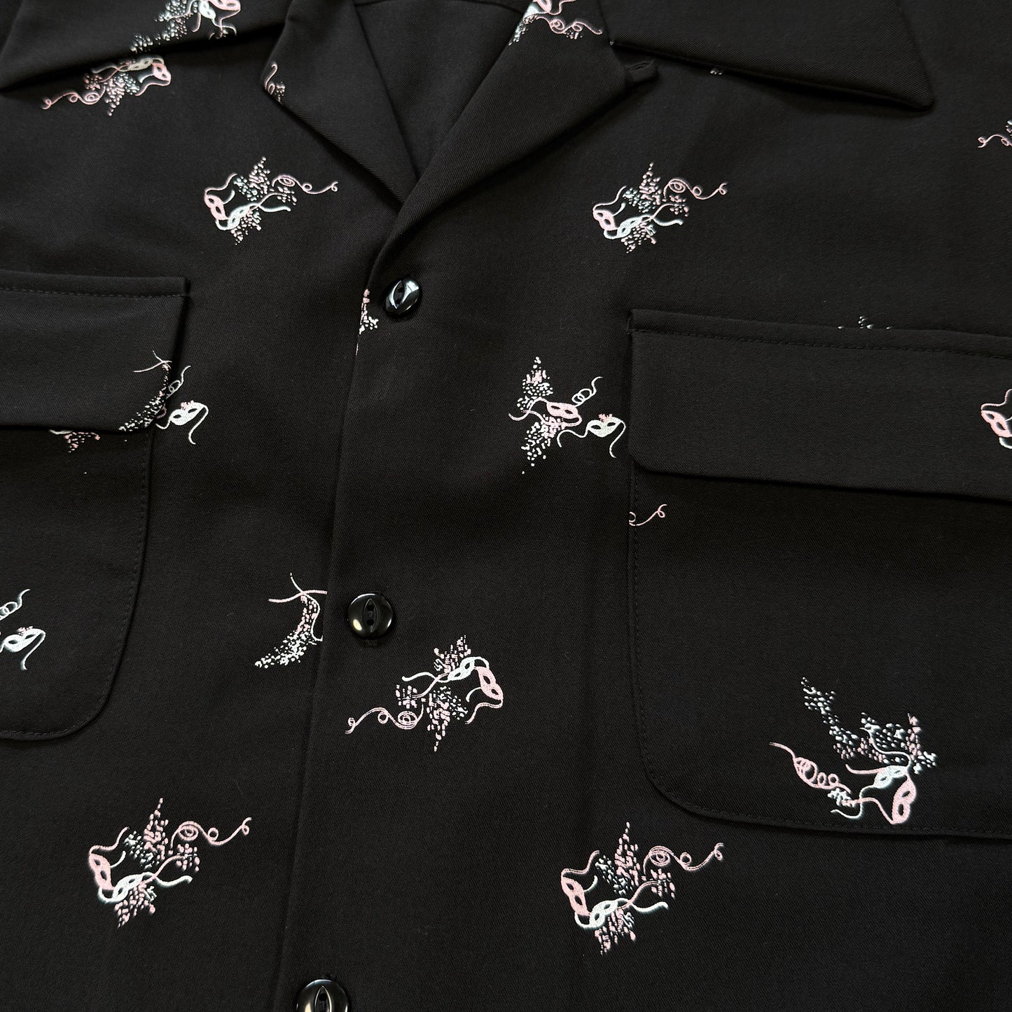 Long Sleeve Print Shirt "Harlequin Mask"/ヴィンテージスタイルプリントシャツ"Harlequin Mask"
