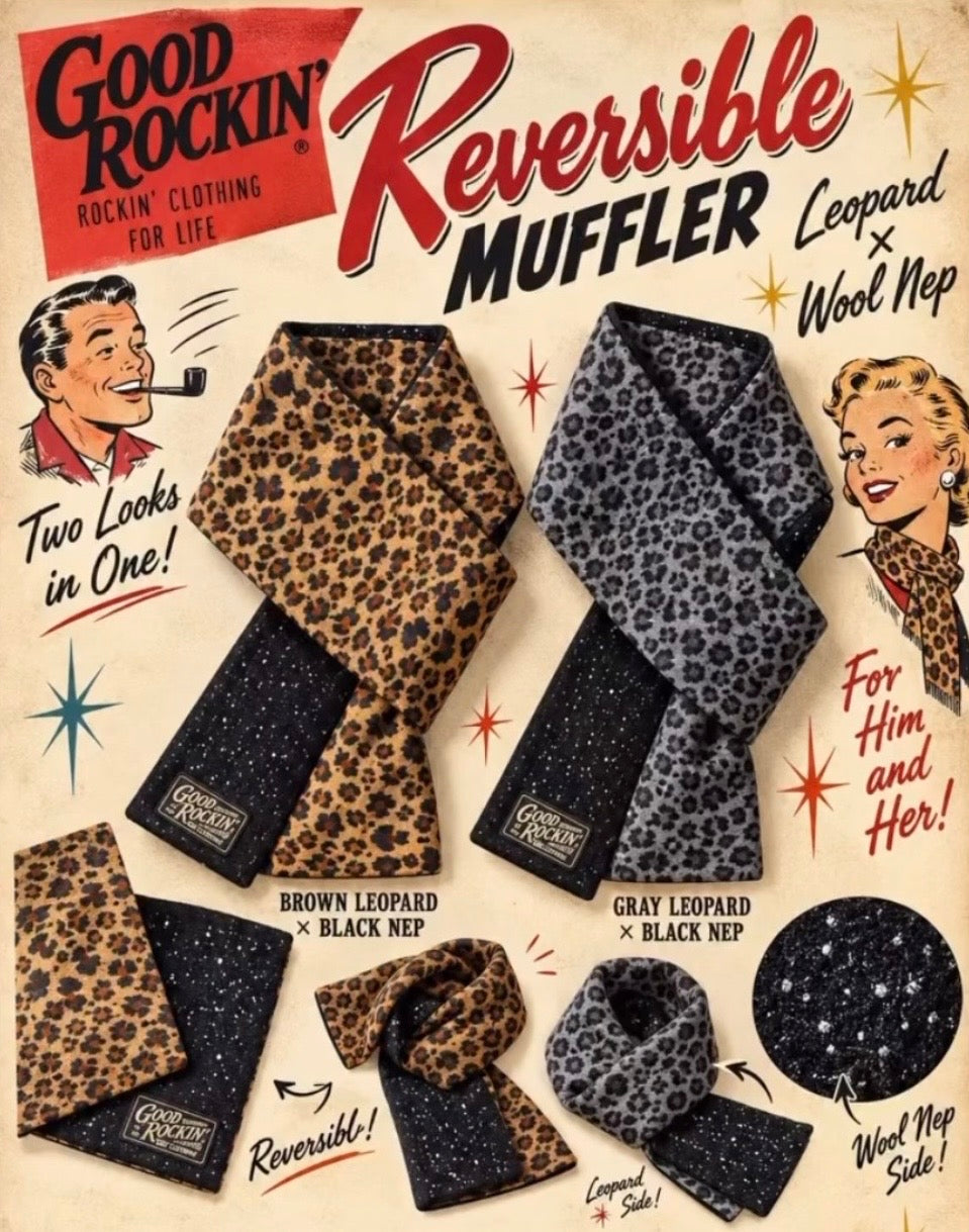 Reversible Muffler“Leo & Black nep”/ リバーシブルマフラー“レオパード＆ブラックネップ”
